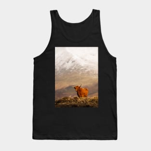 A Ginger Highland Cow in Winter Wonderland Tank Top